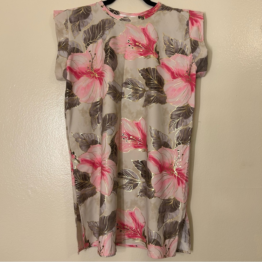Jennafer Grace pink, cream and gold tunic with belt